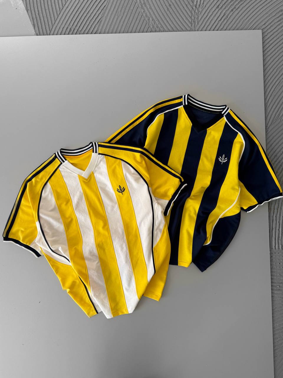 Yellow Black Striped Cotton T-Shirt / Jersey Style Sporty Tee