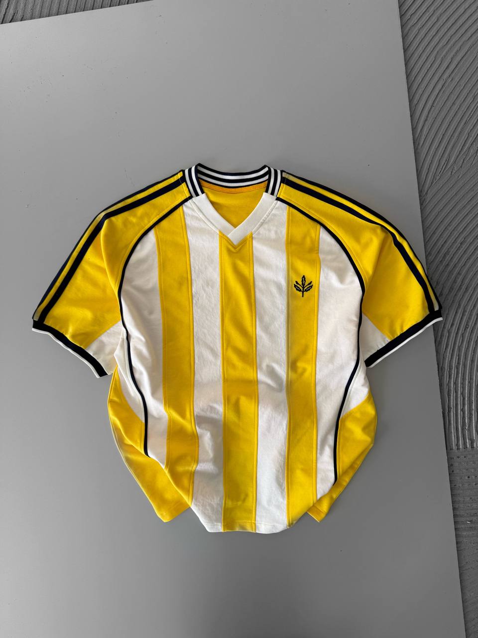 Yellow Black Striped Cotton T-Shirt / Jersey Style Sporty Tee