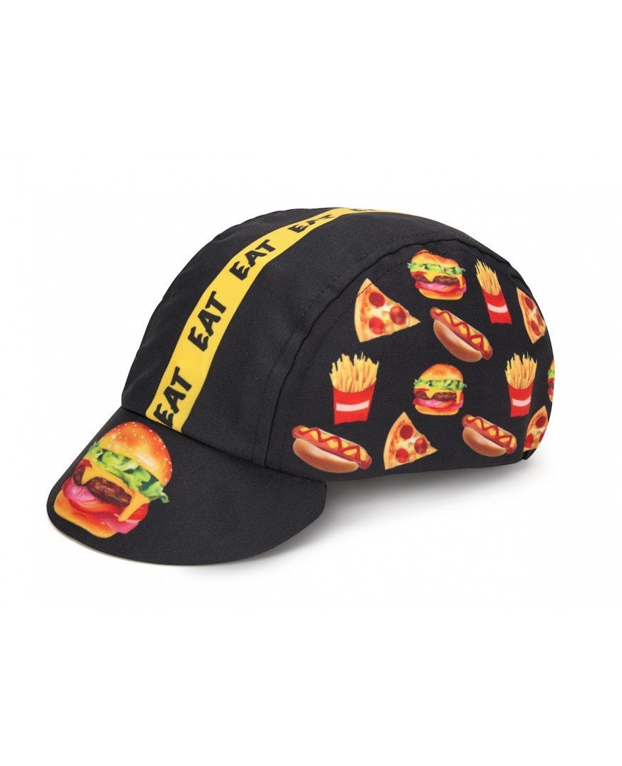 Fast Food Cycling Cap - Pizza Burgers Hot Dogs Fries