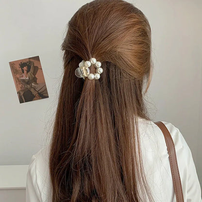 Gold Pearl Rhinestone Mini Hair Clip