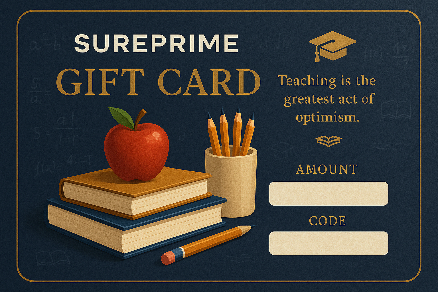 sureprime Gift Card for teachers