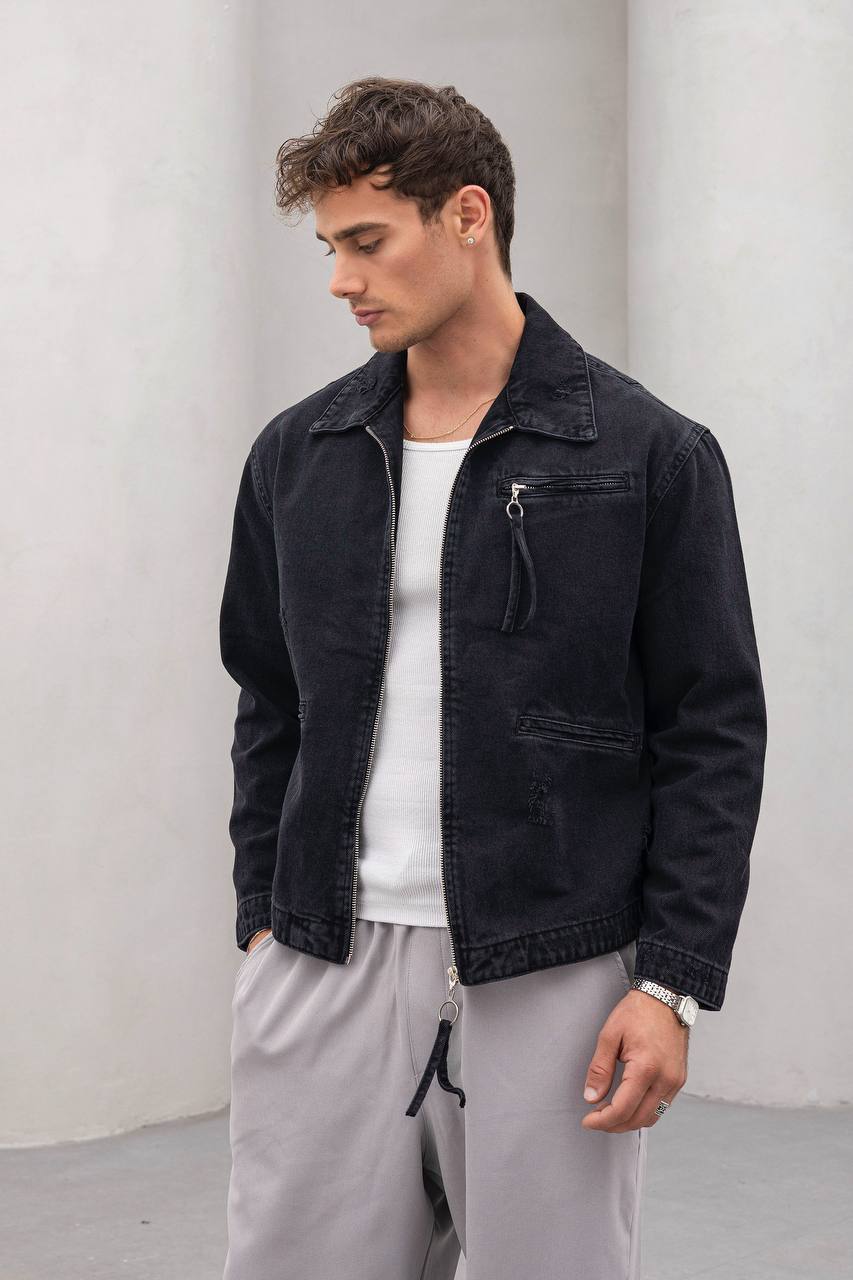 Vintage Washed Denim Jacket - Men's Streetwear Casual Jean Jacket