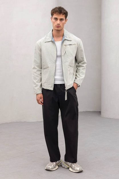 Vintage Washed Denim Jacket - Men's Streetwear Casual Jean Jacket